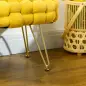 Banco Pie de Cama Tapizado en Terciopelo Reposapiés con Patas de Metal y Asiento Acolchado Amarillo