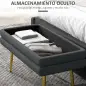 Baúl de Almacenaje para Dormitorio 30L Tapizado en Terciopelo con Patas de Acero 79,5x37,5x43 cm Gris Oscuro