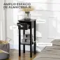 Mesa Auxiliar Estilo Moderno Mesita Auxiliar con Cajón y Estante de Almacenamiento 30x30x75 cm Negro