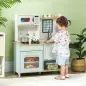 Cocinita Infantil con Sonido Fogón Horno Grifo Fregadero Microondas y Accesorios de Cocina Azul