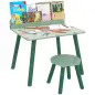 Mesa Infantil con Silla y Estante para Libros Escritorio para Niños de +3 Años para Sala de Juegos Verde