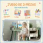 Mesa Infantil con Silla y Estante para Libros Escritorio para Niños de +3 Años para Sala de Juegos Verde