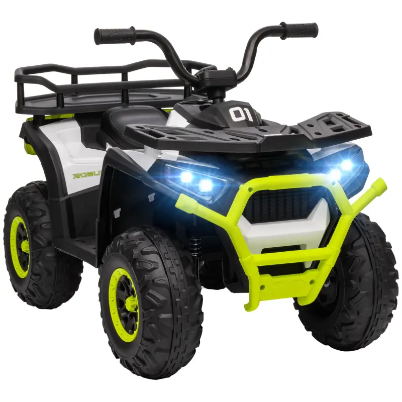 Quad Eléctrico para Niños de +3 Años con Batería 12V Faros Música MP3 Velocidad Regulable y Cesta Carga 30 kg Verde