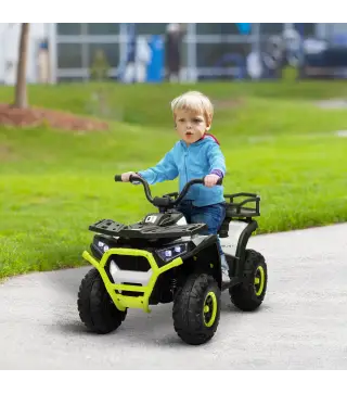 Quad Eléctrico para Niños de +3 Años con Batería 12V Faros Música MP3 Velocidad Regulable y Cesta Carga 30 kg Verde