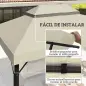 Toldo de Recambio 4x3 m con Techo Doble con Orificios de Drenaje y Protección UPF30+ Crema Solo Toldo NO Incluye Marco