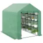 Invernadero de Exterior con Estantes de 4 Niveles Puerta con Cremallera y Marco de Acero 244x180x210 cm Verde Invernadero de Exterior con Estantes de 4 Niveles Puerta con Cremallera y Marco de Acero 244x180x210 cm Verde