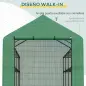 Invernadero de Exterior con Estantes de 4 Niveles Puerta con Cremallera y Marco de Acero 244x180x210 cm Verde