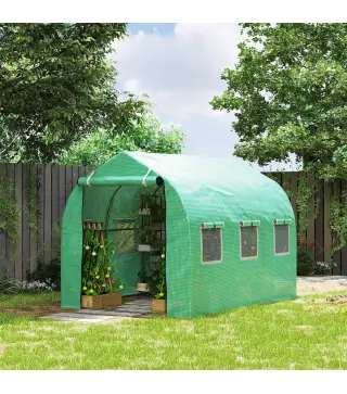 Invernadero de Túnel 3x2x2 m con 6 Ventanas de Malla y Puerta Invernadero de Huerto para Patio Jardín Verde