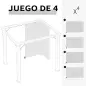 4 Paredes Laterales para Cenador 3,5x2 m con 48 Ganchos y Anillos en C para Pérgola Gazebo Gris Claro