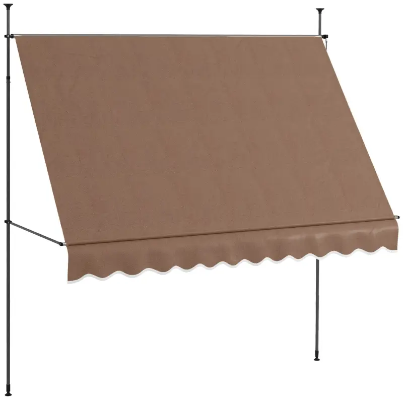 Toldo Manual Retráctil con Manivela 300x120x210-300 cm con Altura Ajustable Impermeable y Anti-UV Café