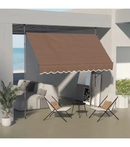 Toldo Manual Retráctil con Manivela 300x120x210-300 cm con Altura Ajustable Impermeable y Anti-UV Café