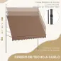 Toldo Manual Retráctil con Manivela 300x120x210-300 cm con Altura Ajustable Impermeable y Anti-UV Café