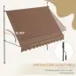 Toldo Manual Retráctil con Manivela 300x120x210-300 cm con Altura Ajustable Impermeable y Anti-UV Café