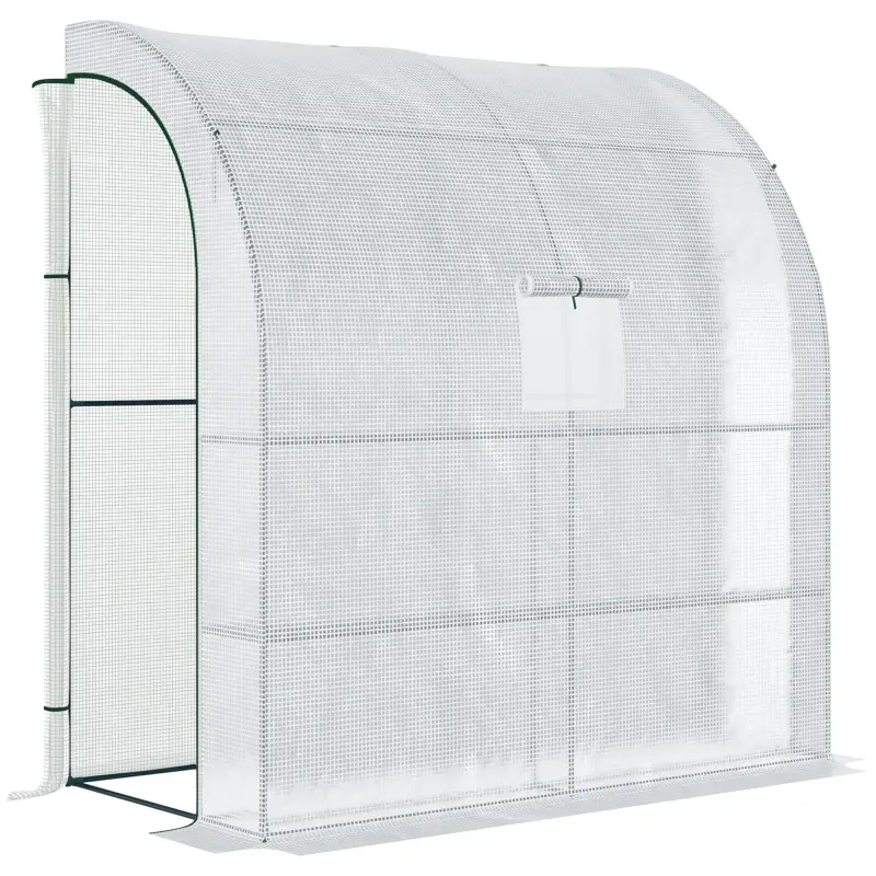 Invernadero de Exterior con Ventanas Estantes de 3 Niveles Puerta con Cremallera y Marco de Acero 200x100x215 cm Blanco Invernadero de Exterior con Ventanas Estantes de 3 Niveles Puerta con Cremallera y Marco de Acero 200x100x215 cm Blanco