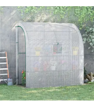 Invernadero de Exterior con Ventanas Estantes de 3 Niveles Puerta con Cremallera y Marco de Acero 200x100x215 cm Blanco