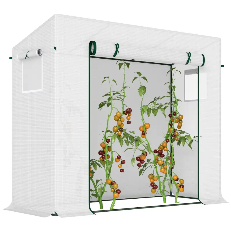 Invernadero de Exterior con Ventanas y Marco de Acero Invernadero para Cultivar Tomates Flores 200x76x168 cm Blanco