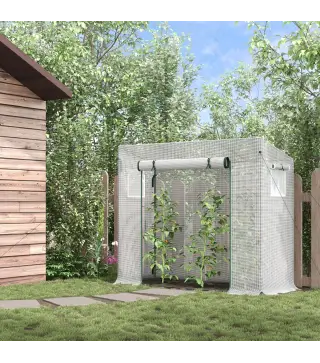 Invernadero de Exterior con Ventanas y Marco de Acero Invernadero para Cultivar Tomates Flores 200x76x168 cm Blanco
