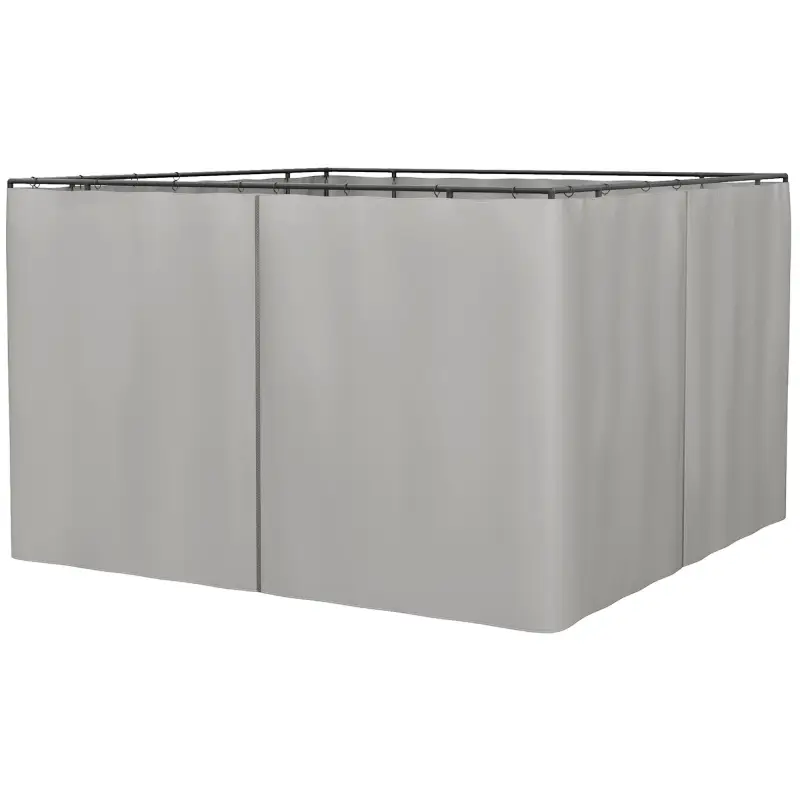 4 Paredes Laterales para Cenador 302x205 cm con 40 Ganchos y Anillos en C para Pérgola Gazebo Gris Claro