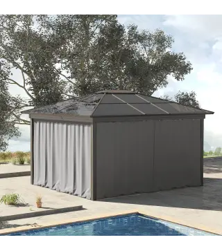 4 Paredes Laterales para Cenador 302x205 cm con 40 Ganchos y Anillos en C para Pérgola Gazebo Gris Claro