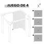 4 Paredes Laterales para Cenador 302x205 cm con 40 Ganchos y Anillos en C para Pérgola Gazebo Gris Claro