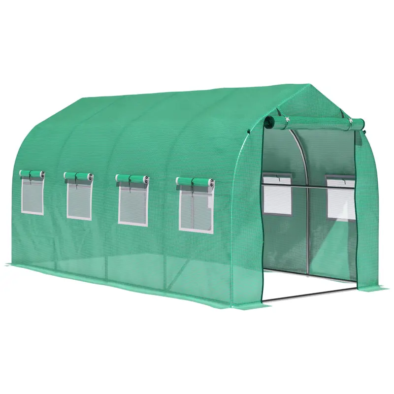 Invernadero de Túnel 4x2x2 m con 8 Ventanas de Malla y Puerta Invernadero de Huerto para Patio Jardín Verde