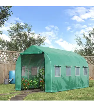 Invernadero de Túnel 4x2x2 m con 8 Ventanas de Malla y Puerta Invernadero de Huerto para Patio Jardín Verde