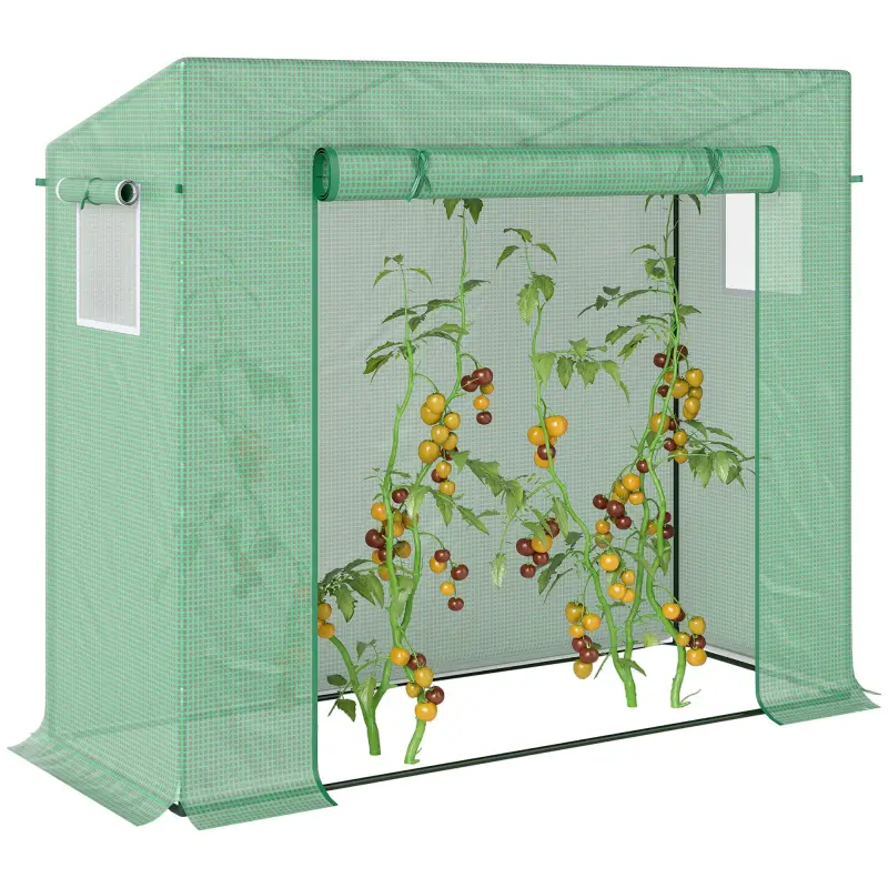 Invernadero de Exterior con Ventanas y Marco de Acero Invernadero para Cultivar Tomates Flores 200x76x168 cm Verde
