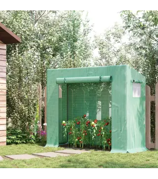 Invernadero de Exterior con Ventanas y Marco de Acero Invernadero para Cultivar Tomates Flores 200x76x168 cm Verde
