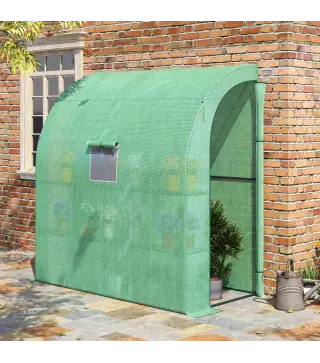 Invernadero de Exterior con Ventanas Estantes de 3 Niveles Puerta con Cremallera y Marco de Acero 200x100x215 cm Verde
