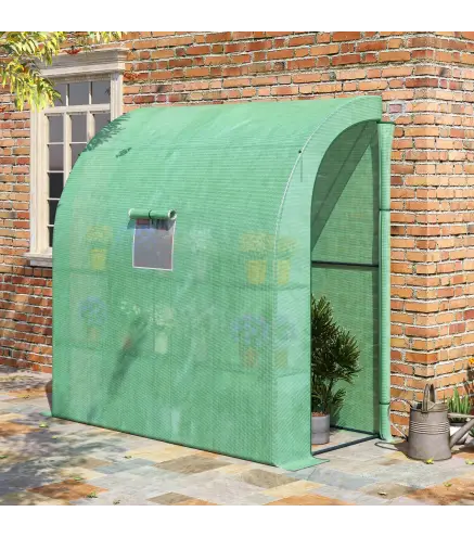 Invernadero de Exterior con Ventanas Estantes de 3 Niveles Puerta con Cremallera y Marco de Acero 200x100x215 cm Verde