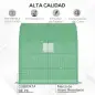 Invernadero de Exterior con Ventanas Estantes de 3 Niveles Puerta con Cremallera y Marco de Acero 200x100x215 cm Verde