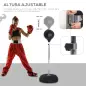 Saco de Boxeo de Pie con Altura Ajustable en 4 Niveles 126-144 cm Base Rellenable y Guantes de Boxeo Negro
