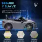 Coche Eléctrico Infantil Maserati Gran Turismo Folgore con Batería 12V Mando a Distancia Faros Bocina Música MP3 Gris