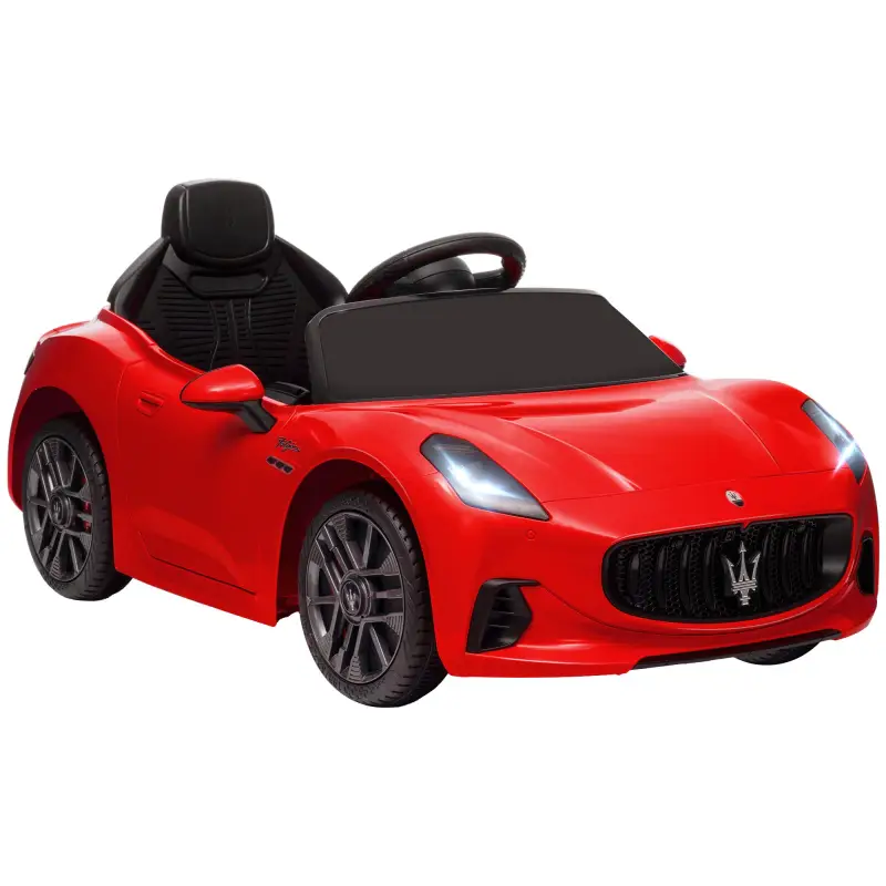 Coche Eléctrico Infantil Maserati Gran Turismo Folgore con Batería 12V Mando a Distancia Faros Bocina y Música MP3 Rojo