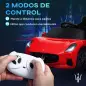 Coche Eléctrico Infantil Maserati Gran Turismo Folgore con Batería 12V Mando a Distancia Faros Bocina y Música MP3 Rojo