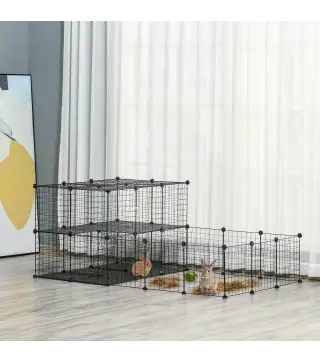 Recinto Modular para Roedores con Amplio Espacio Fácil Montaje y Estructura Resistente de Acero y Resina PP 175x105x70cm