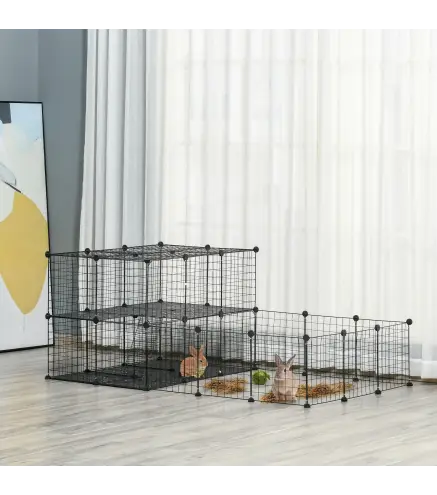 Recinto Modular para Roedores con Amplio Espacio Fácil Montaje y Estructura Resistente de Acero y Resina PP 175x105x70cm