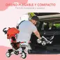 Triciclo para Bebés Plegable Triciclo Evolutivo 2 en 1 para Niños con Toldo Plegable Cestas y Cinturón de Seguridad Rojo