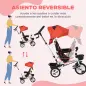 Triciclo para Bebés Plegable Triciclo Evolutivo 2 en 1 para Niños con Toldo Plegable Cestas y Cinturón de Seguridad Rojo