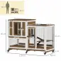 Conejera de Madera de 2 Niveles Jaula para Conejos con Ruedas Escaleras y Bandejas Extraíbles 110x50x86 cm Marrón