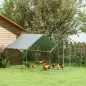 Corral para Gallinas Gallinero Metálico Grande de 3x3,4x1,9 m con Cubierta Impermeable y Anti-UV Plata