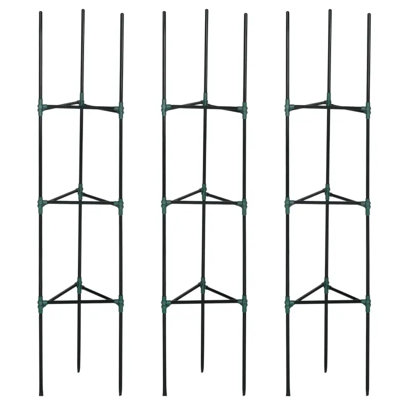 Juego de 3 Enrejados de Jardín Soportes para Plantas Trepadoras con Marco de Acero 38x38x182 cm Verde