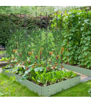 Juego de 3 Enrejados de Jardín Soportes para Plantas Trepadoras con Marco de Acero 38x38x182 cm Verde