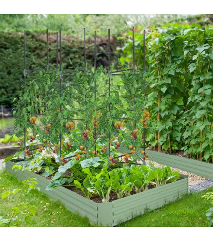 Juego de 3 Enrejados de Jardín Soportes para Plantas Trepadoras con Marco de Acero 38x38x182 cm Verde