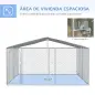 Perrera de Exterior con Toldo Anti-UV Impermeable Puerta con Pestillo y Marco de Metal Galvanizado 4x4x2,3 m Plata