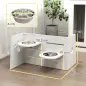 Comedero Elevado Doble para Perros con Altura Ajustable y Sistema de Alimentación Lenta 63x58,5x40 cm Blanco
