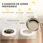 Comedero Elevado Doble para Perros con Altura Ajustable y Sistema de Alimentación Lenta 63x58,5x40 cm Blanco