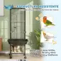 Jaula para Loros con Ruedas Perchas Comederos Estante y Bandeja Extraíble 62,5x62,5x146 cm Gris Oscuro