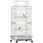 Jaula para Loros con Ruedas Perchas Comederos y Bandeja Extraíble Pajarera para Cacatúas Cotorras 79x73x146cm Gris Claro