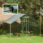 Corral para Gallinas Gallinero Metálico Grande de 3x1,7x1,9 m con Cubierta Impermeable y Anti-UV Plata